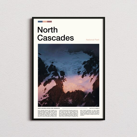 North Cascades National Park Glacier Peaks Dusk Photography Poster