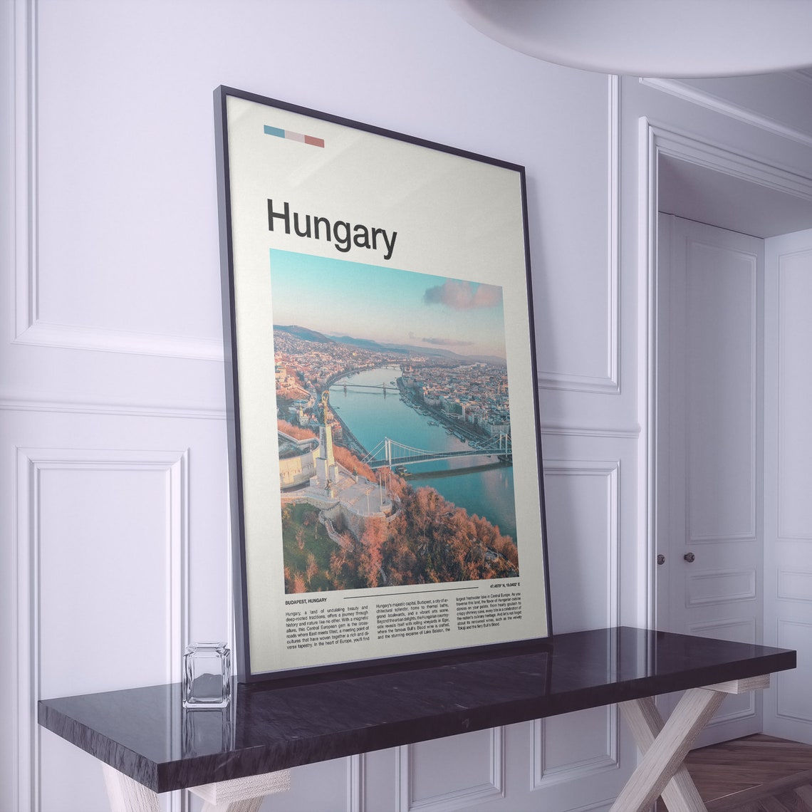 Hungary Budapest Danube River Aerial View Travel Photo Poster - Image 2