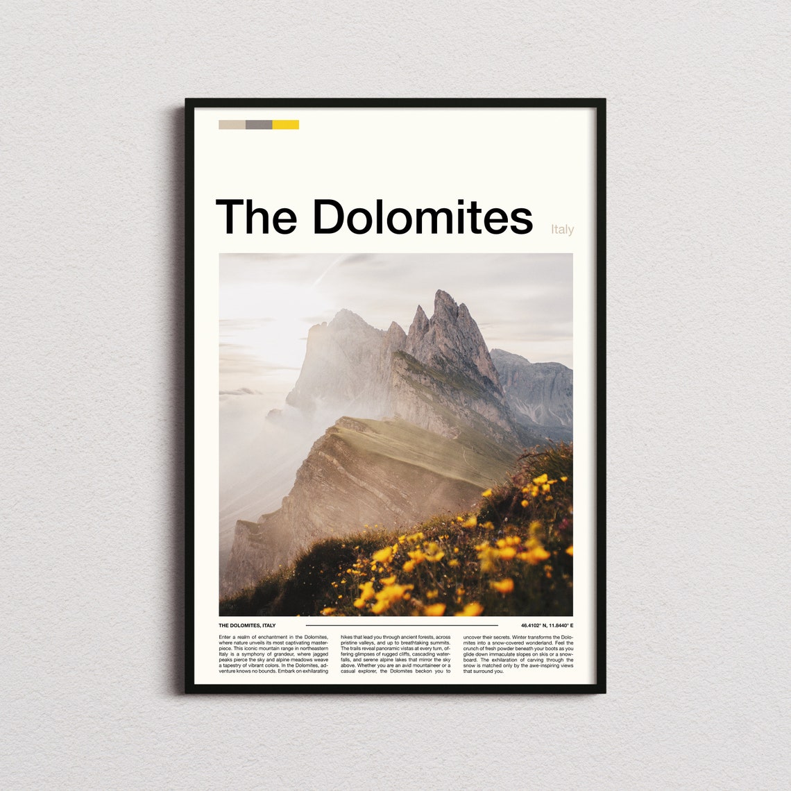 The Dolomites Italy Alpine Mountain Peaks Wildflower Meadow Poster