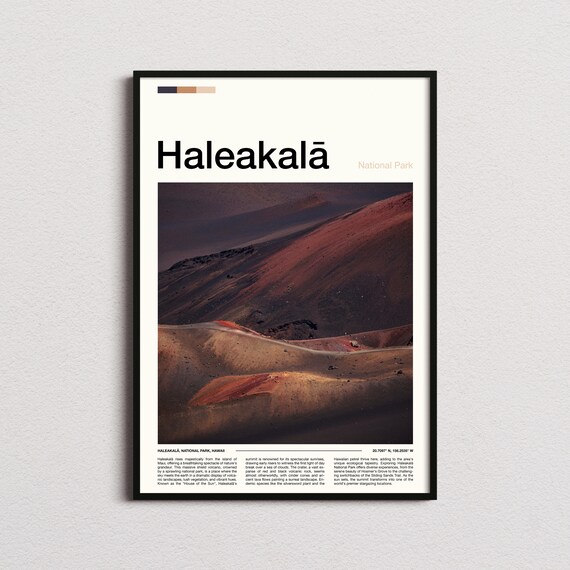 Haleakala Hawaii Red Volcanic Hills Desert Landscape Photo Poster