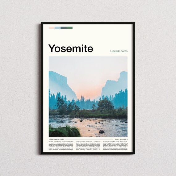 Yosemite National Park Valley River Granite Cliffs Travel Poster