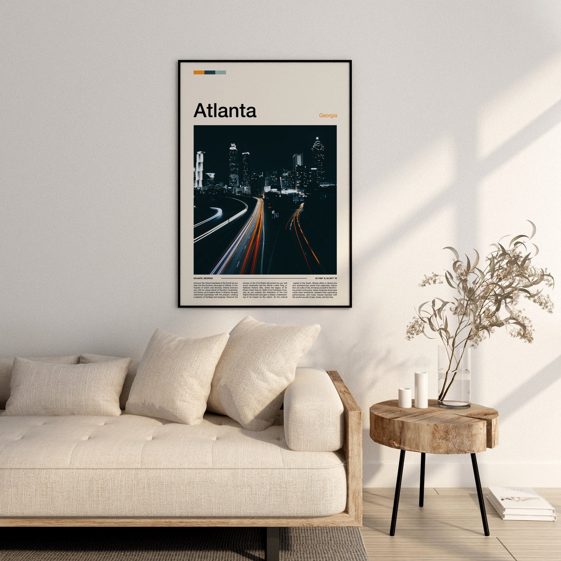 Atlanta Georgia Night Skyline Highway Light Trails City Photo Poster - Image 2