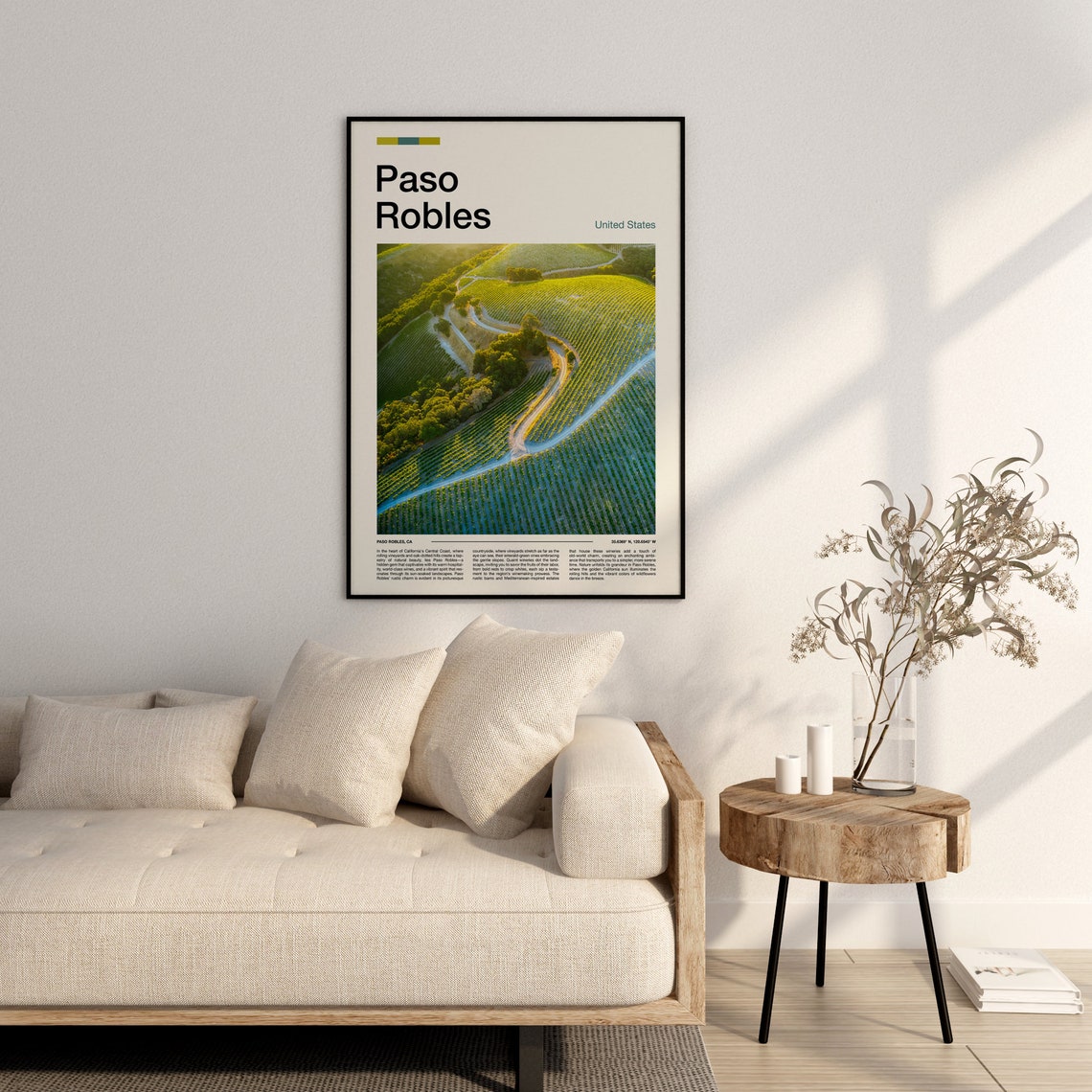Paso Robles California Vineyard Aerial Sunset Wine Country Poster - Image 3