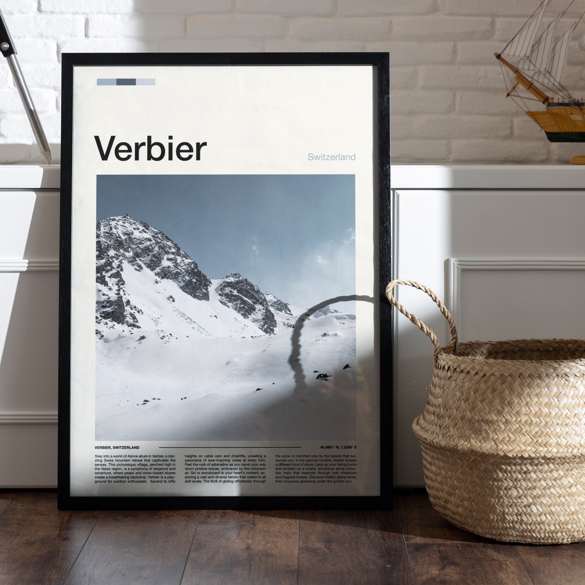 Verbier Switzerland Rugged Alpine Snow Peak Clear Winter Sky Poster - Image 5