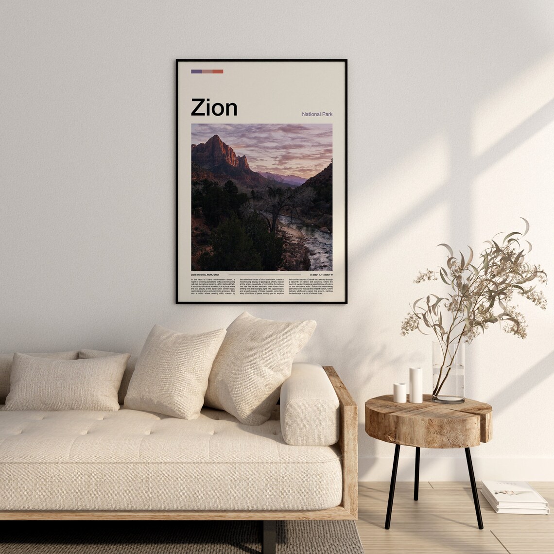Zion National Park Print Zion National Park Poster Zion Wall Art Zion Art Print Zion Photo - Image 3