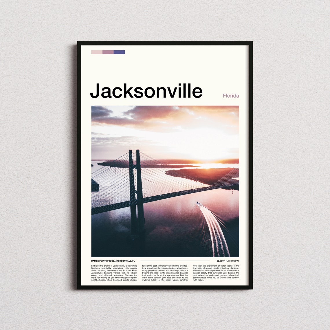 Jacksonville Florida Dames Point Bridge Sunset River Aerial Poster
