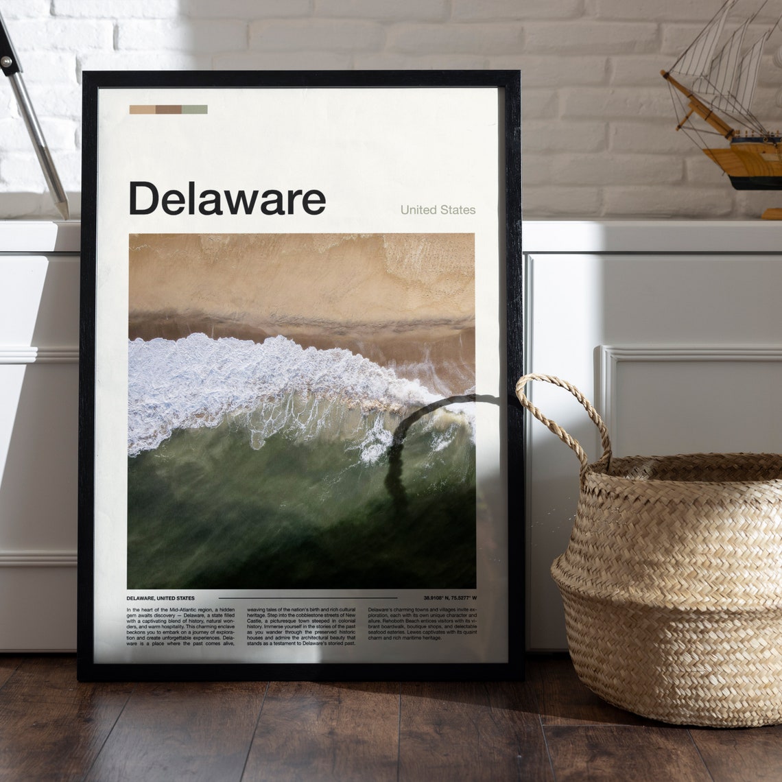 Delaware Atlantic Coast Aerial Ocean Waves Sandy Beach Poster - Image 5