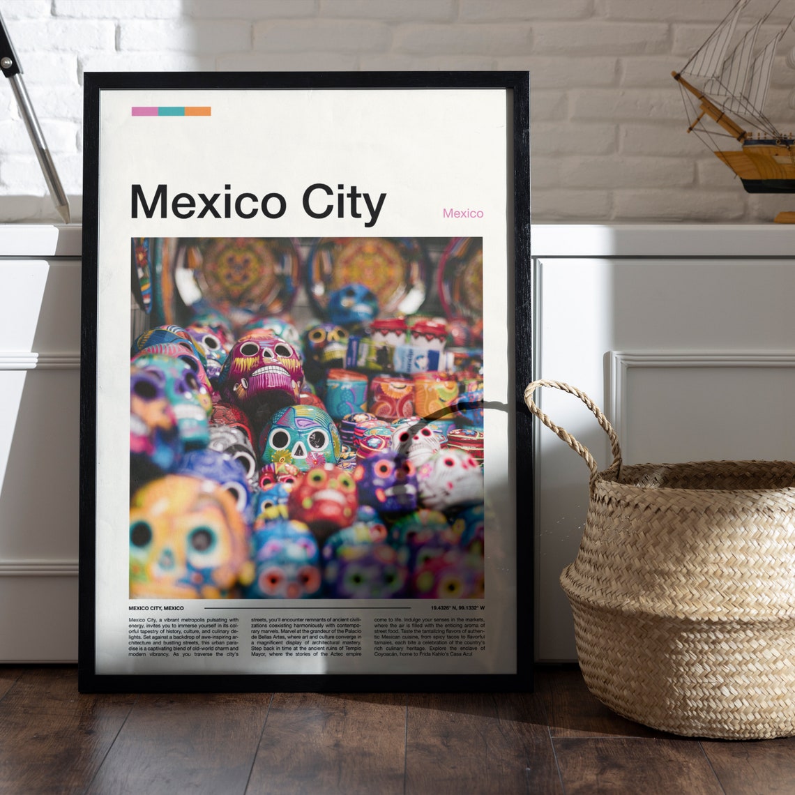 Mexico City Colorful Sugar Skulls Day of the Dead Market Poster - Image 5