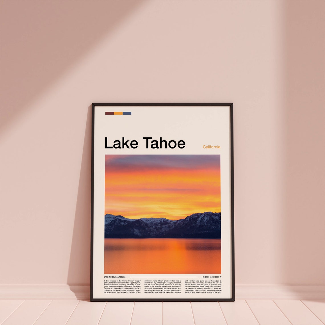 Lake Tahoe California Sunset Snow Peaks Lakeside View Poster - Image 3