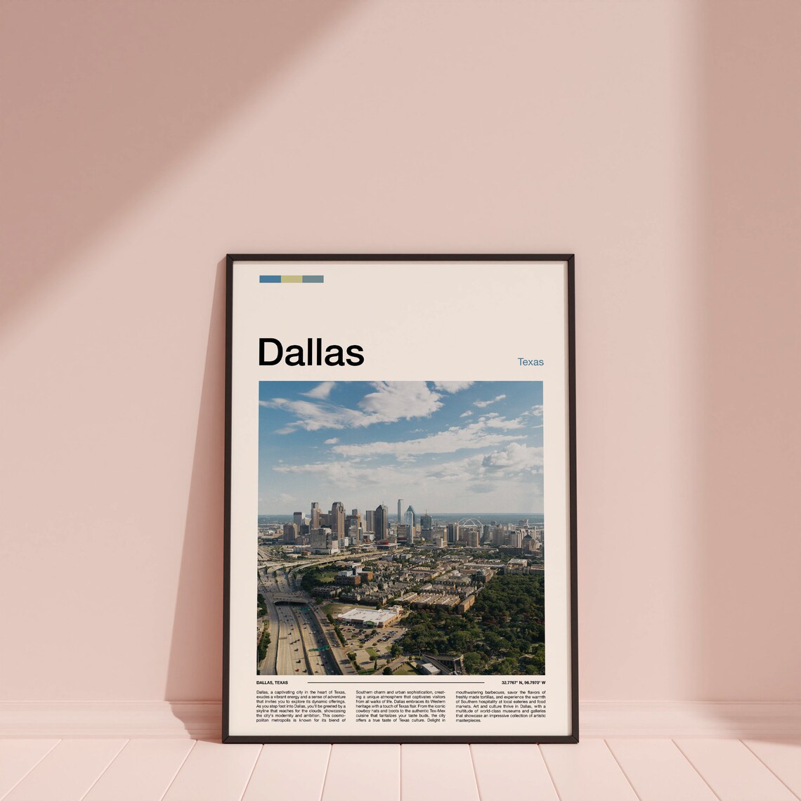 Dallas Texas Downtown Skyline Aerial Minimalist Photo Poster - Image 4