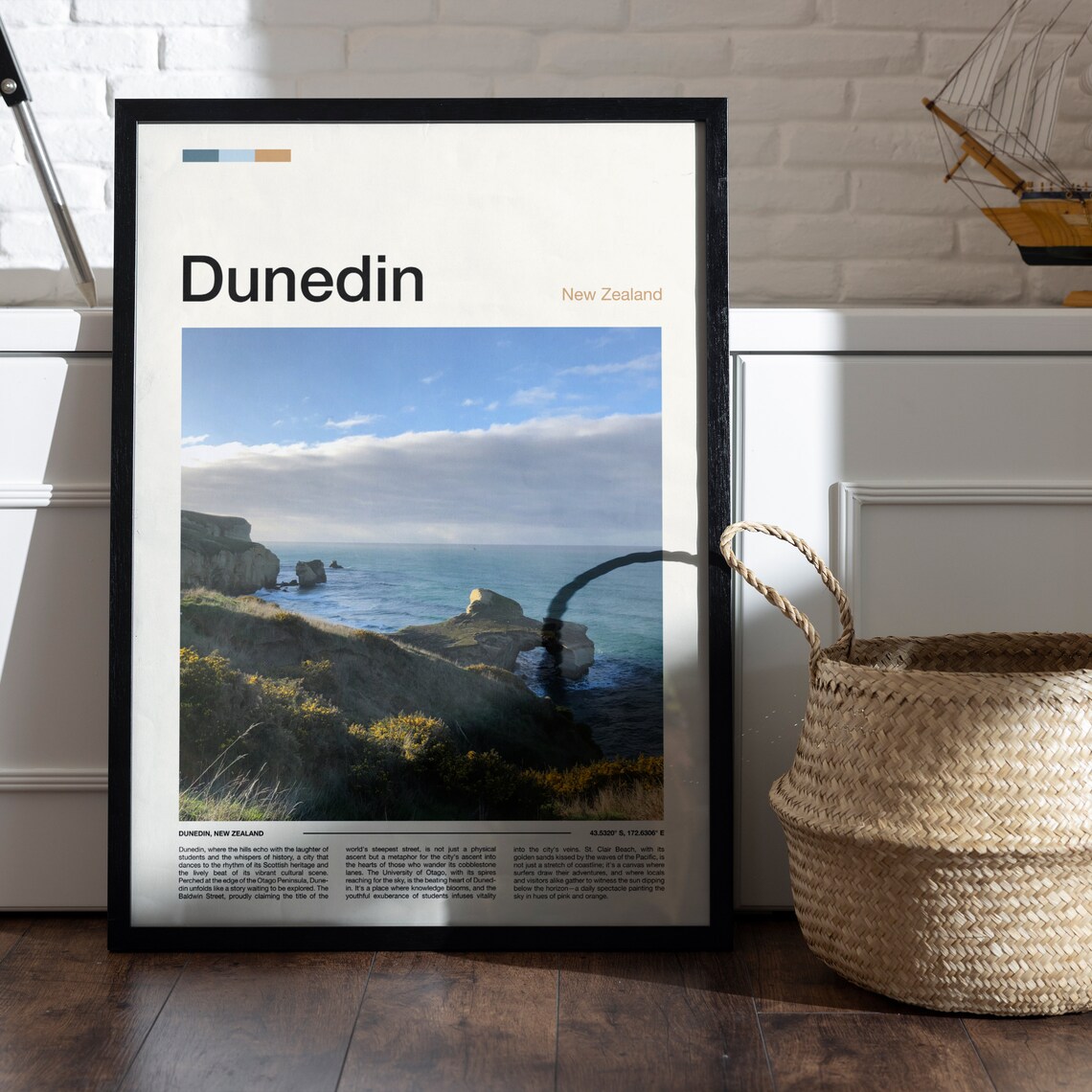 Dunedin Rugged Cliffs Wildflower Coast New Zealand Travel Poster - Image 5