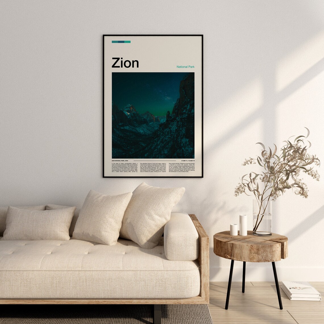 Zion National Park Print Zion National Park Poster Zion Wall Art Zion Art Print Zion Photo - Image 3