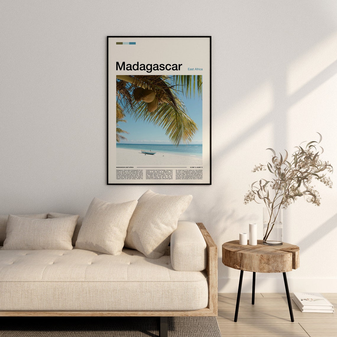 Madagascar Coconut Palms Tropical Beach Boat Photography Poster - Image 3