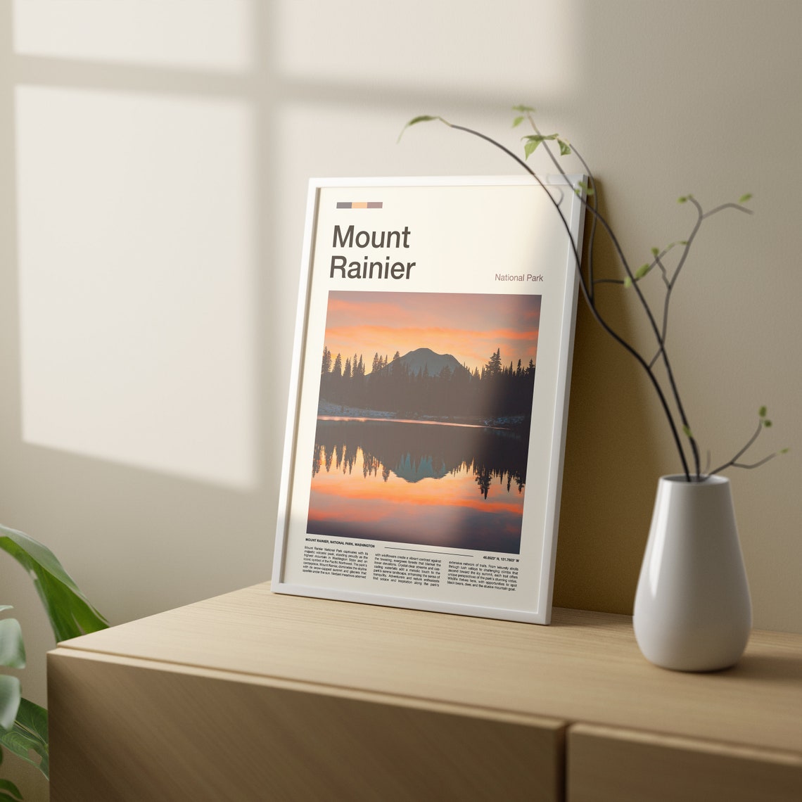 Mount Rainier Washington National Park Sunset Reflection Photo Poster - Image 2