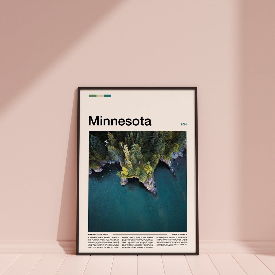 Minnesota Northwoods Overhead Aerial Lake Point Turquoise Water Poster - Image 4