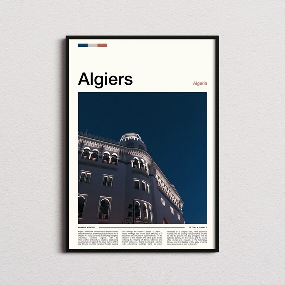 Algiers Algeria Historic Building Night Illuminated Photography Poster