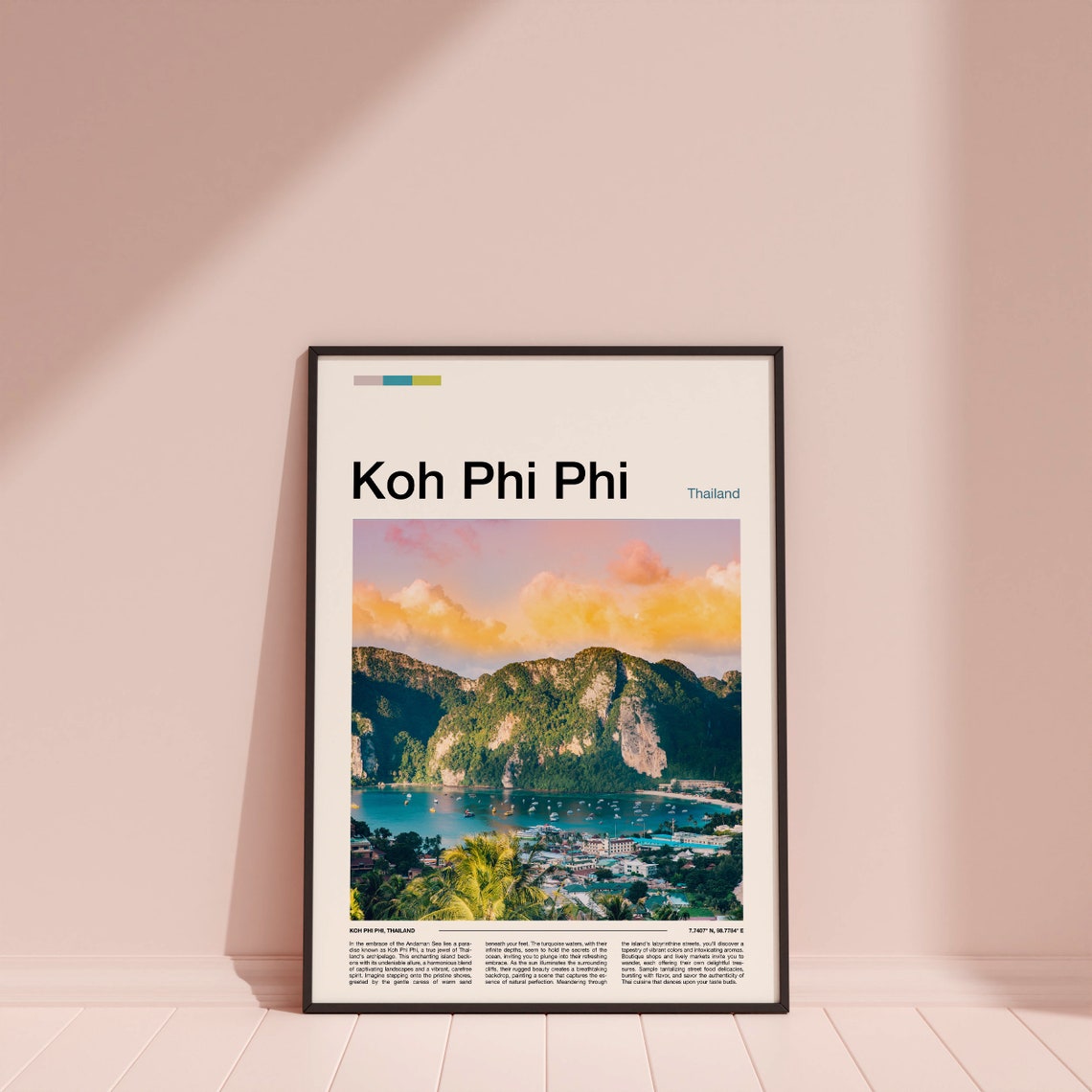 Koh Phi Phi Thailand Limestone Cliffs Sunset Bay Boats Travel Poster - Image 3