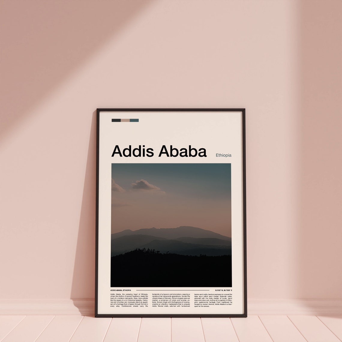 Addis Ababa Ethiopia Mountain Silhouette Dusk Sky View Poster - Image 4