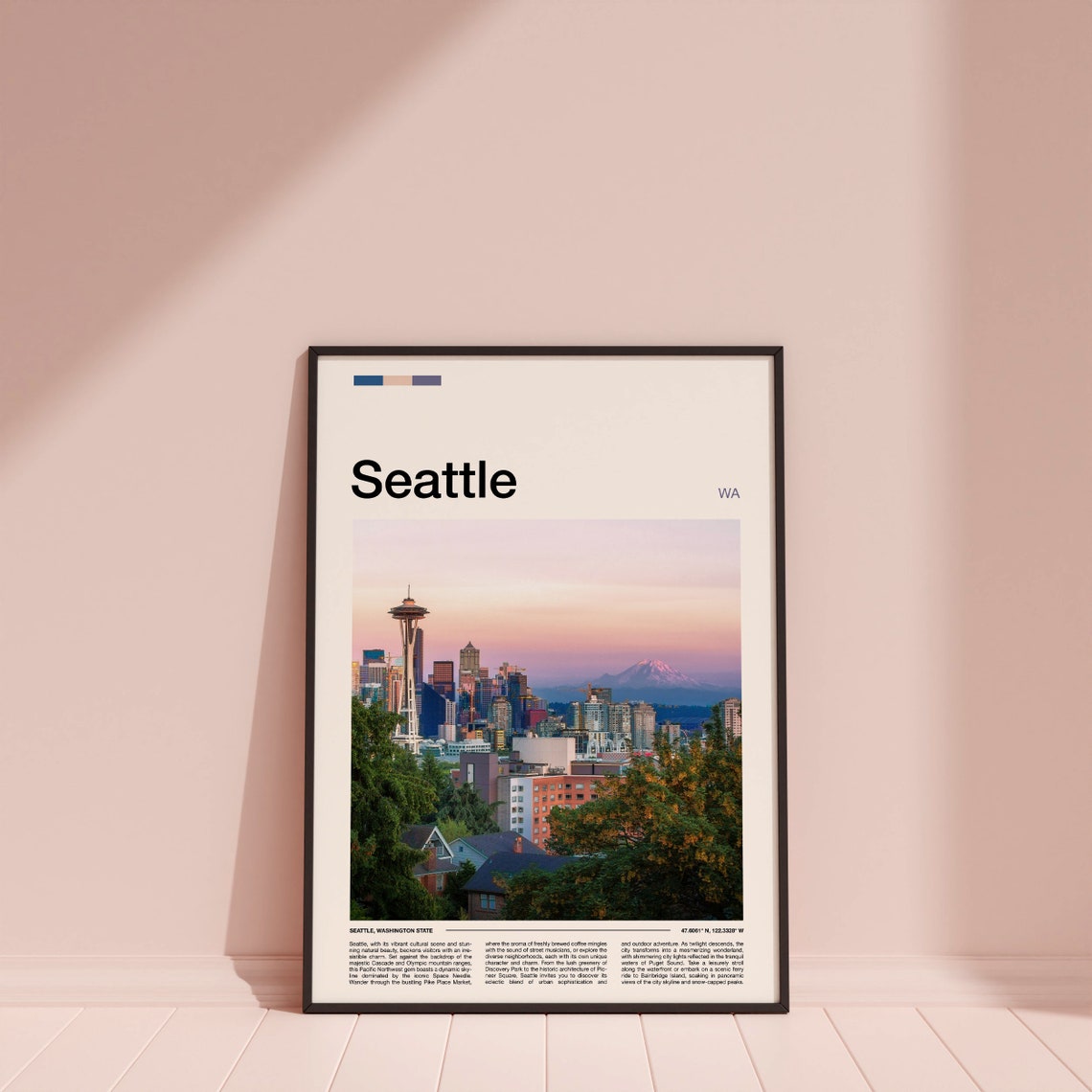 Seattle Washington Space Needle Skyline Mountain View Poster - Image 3