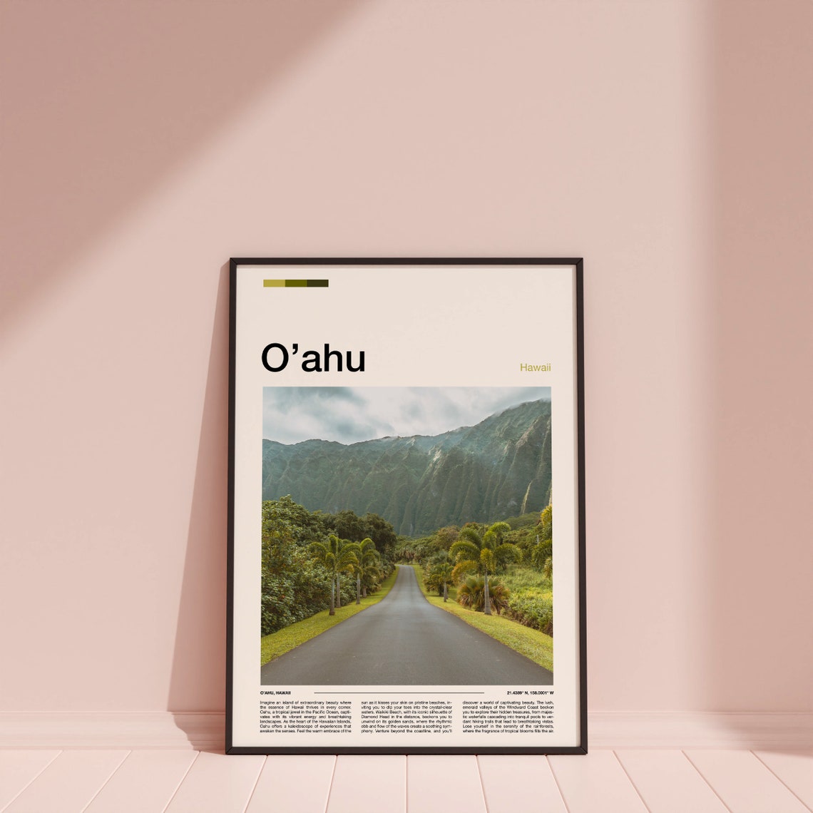 Oahu Hawaii Royal Palm Lined Road Misty Green Mountain Valley Poster - Image 4