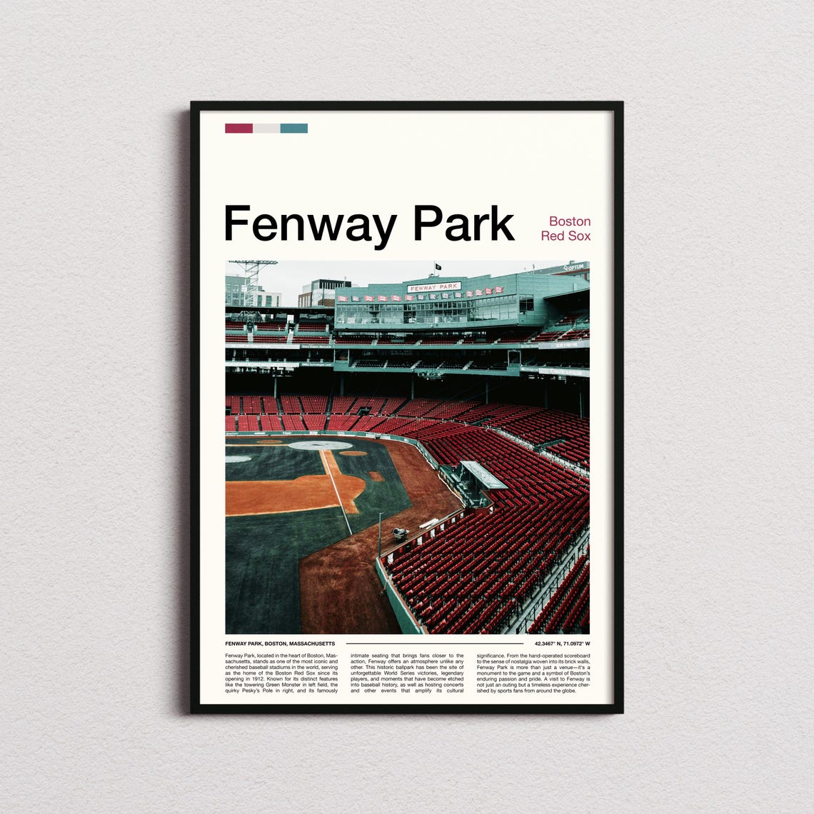 Fenway Park Boston Red Sox Empty Stadium Green Monster View Poster