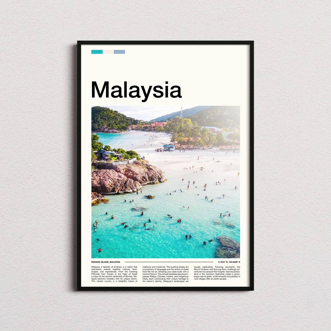 Malaysia Redang Island Beach Cove Swimmers Turquoise Sea Poster