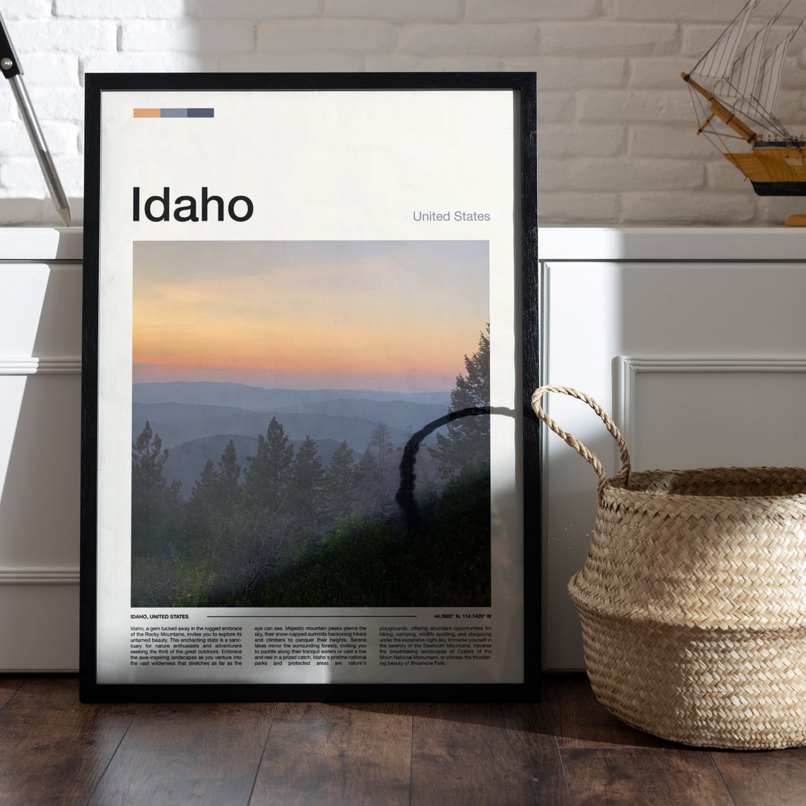 Idaho Rocky Mountain Sunset Layered Pine Ridgeline Scenic View Poster - Image 5