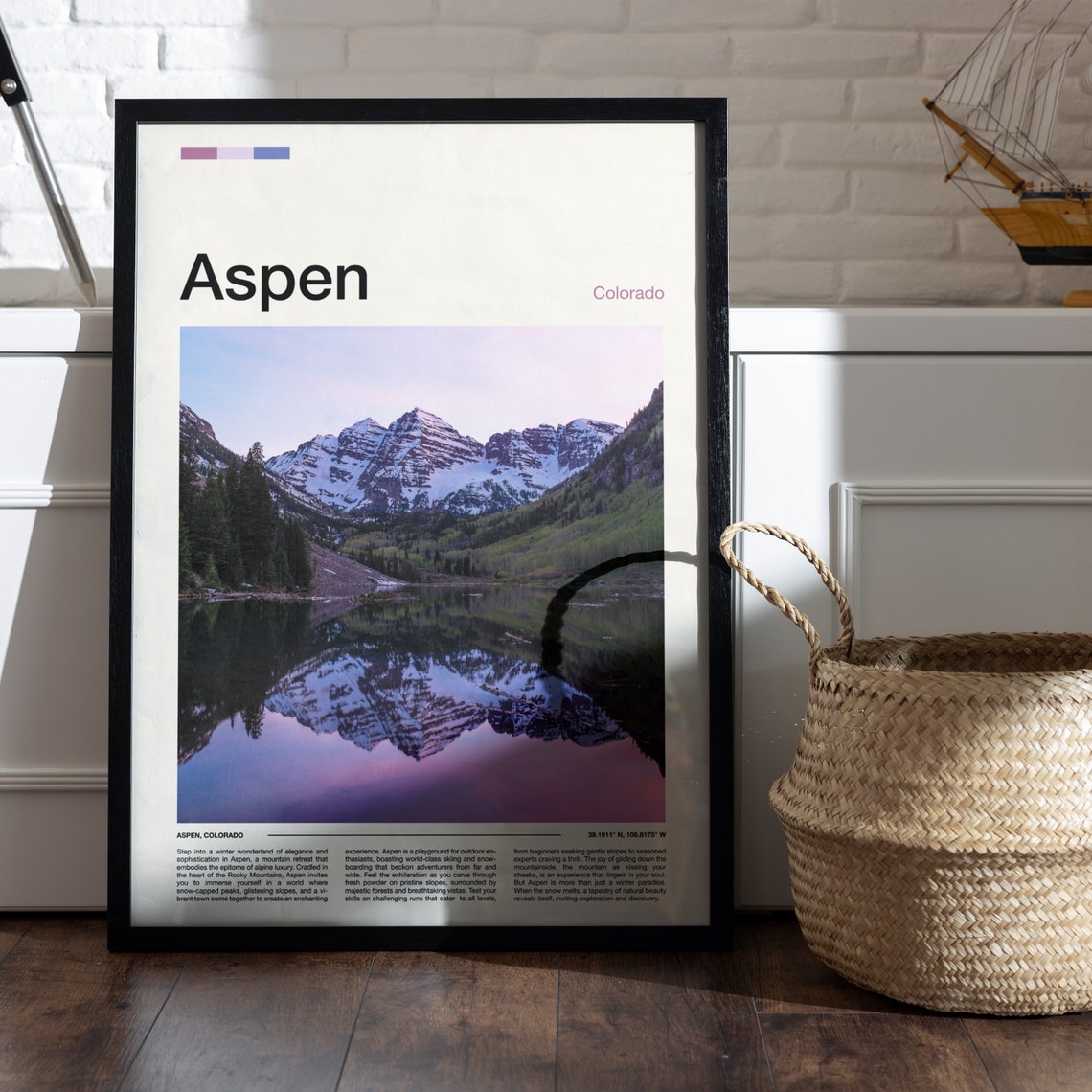 Aspen Colorado Maroon Bells Lake Mirror Reflection Scenic Poster - Image 4
