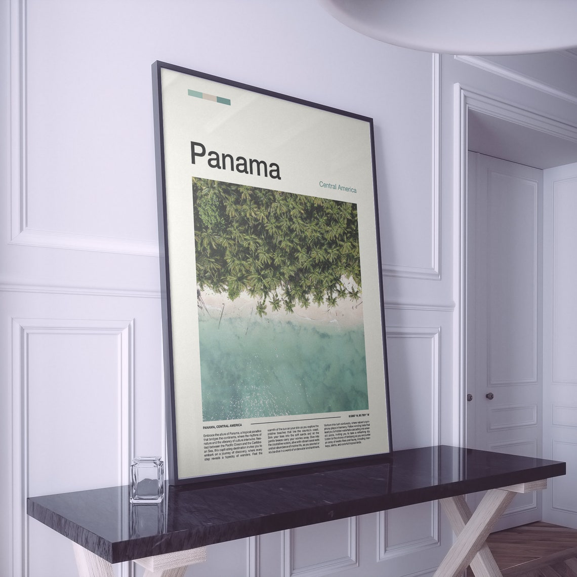Panama Tropical Beach Aerial Palm Forest Turquoise Water Poster - Image 2