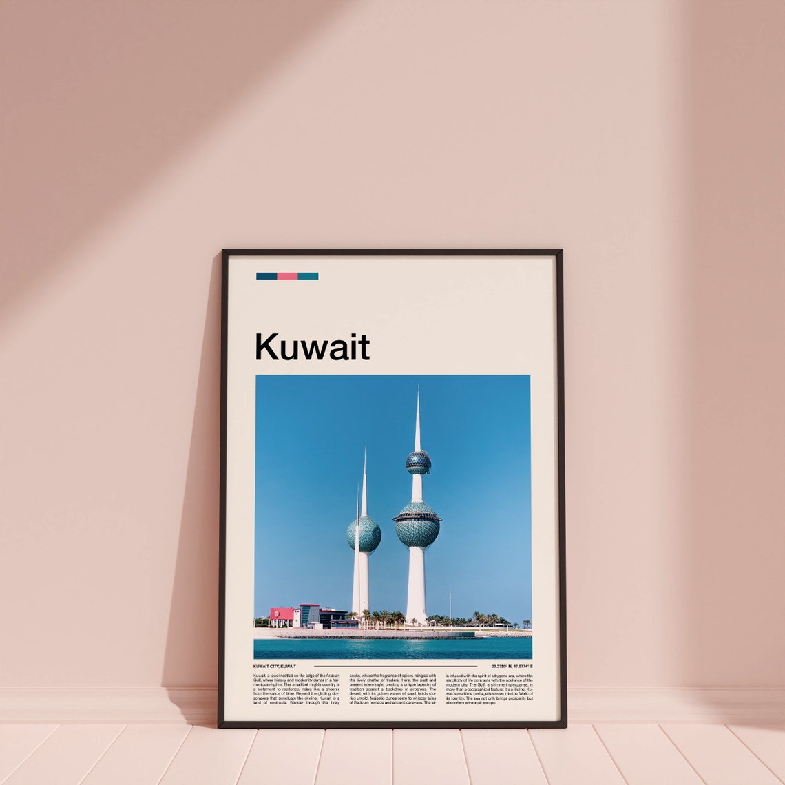 Kuwait City Kuwait Towers Waterfront View Minimal Travel Poster - Image 4