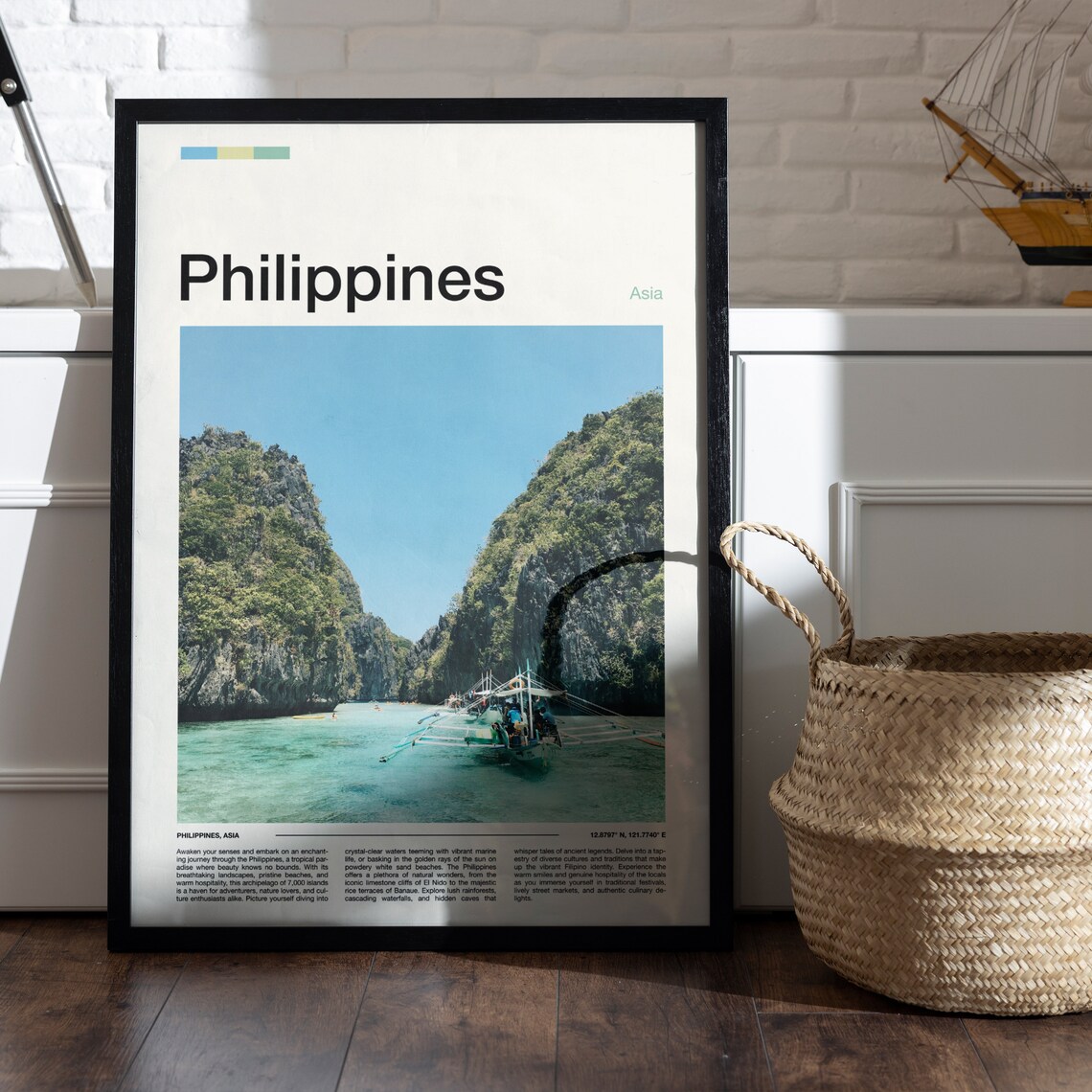 Philippines Tropical Lagoon Karst Cliffs Banca Boat Travel Poster - Image 4