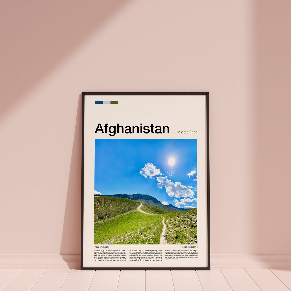 Afghanistan Kabul Green Mountain Hiking Trail Sunny Valley Poster - Image 4