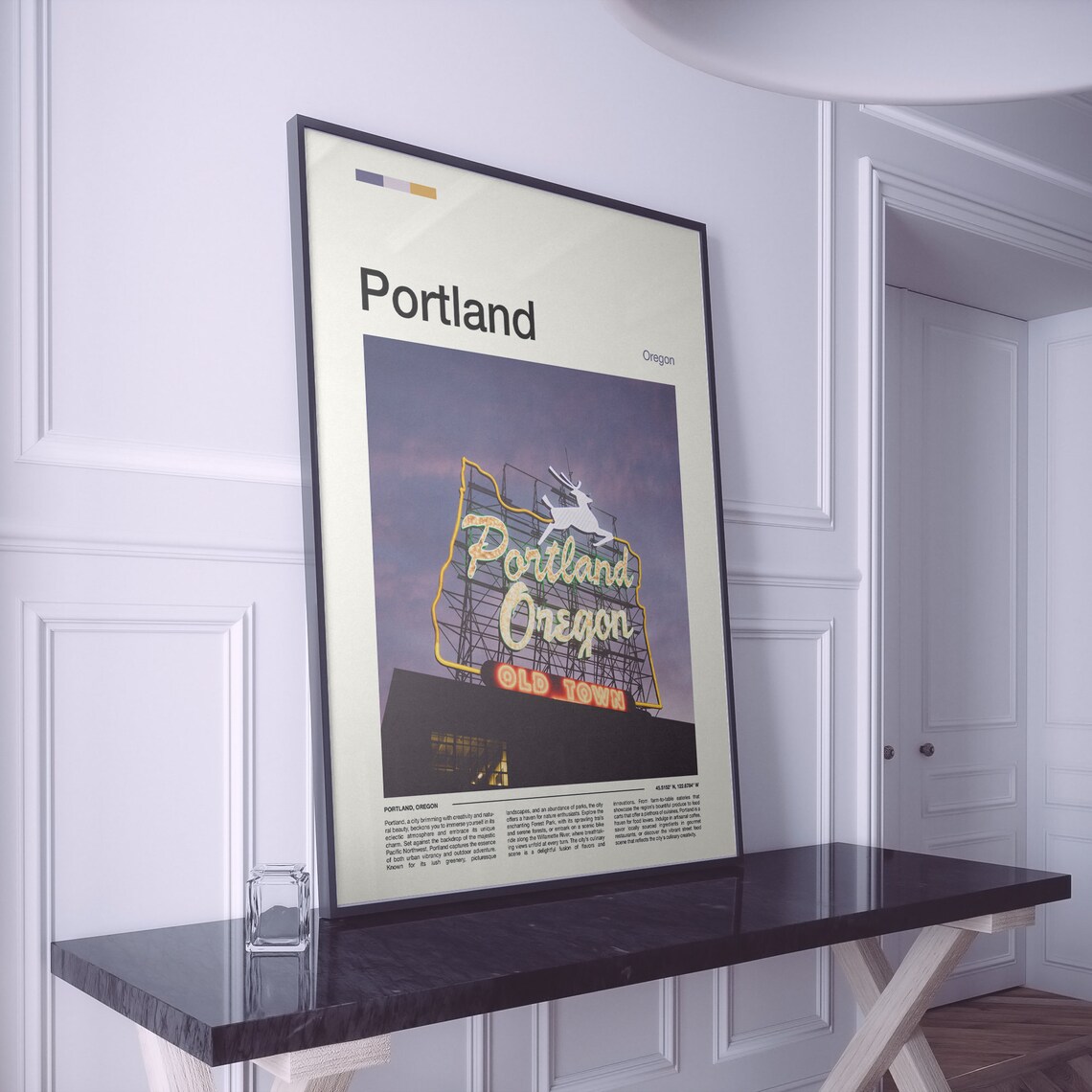 Portland Oregon Old Town Stag Neon Sign Twilight Photo Poster - Image 2