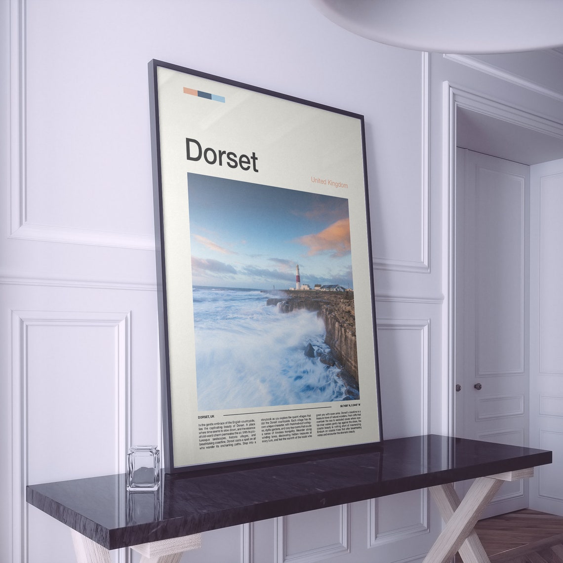 Dorset Portland Bill Striped Lighthouse Sea Cliff Sunset View Poster - Image 2