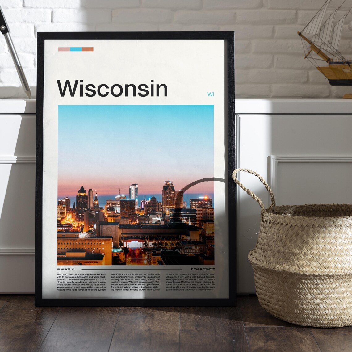 Wisconsin Milwaukee Skyline Dusk City Lights Photography Poster - Image 5