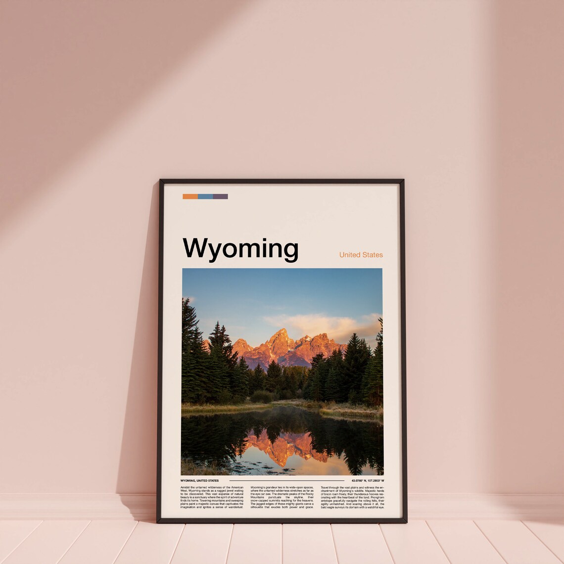 Wyoming Scenic Grand Teton Mountains Lake Reflection Sunrise Poster - Image 4