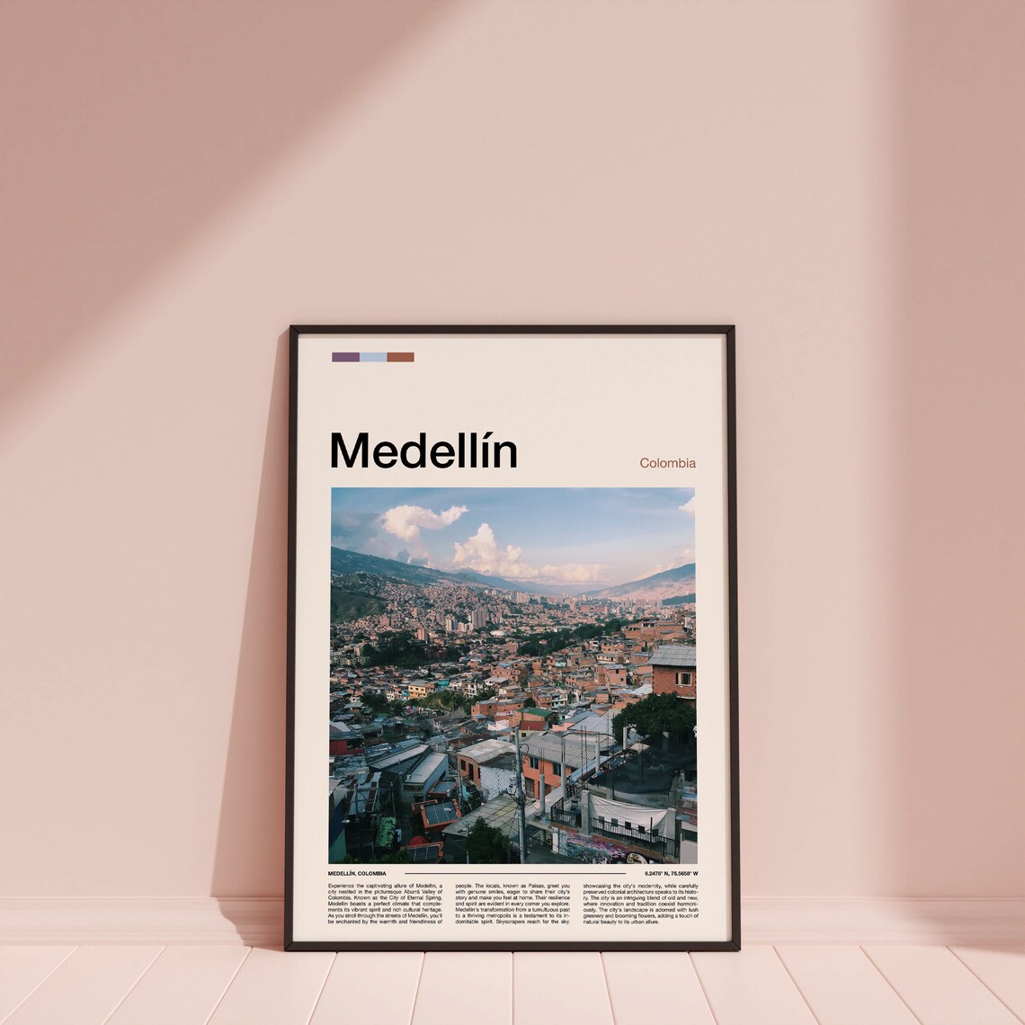Medellin Colombia City Valley Skyline Urban Landscape Poster - Image 3