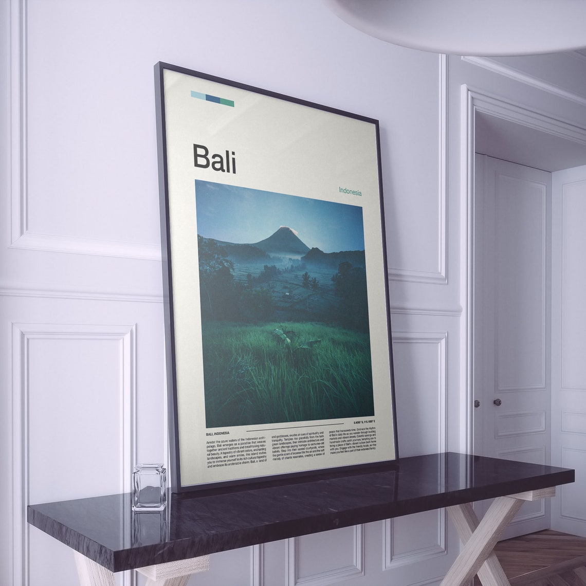 Bali Indonesia Volcano Rice Terrace Dawn Misty Landscape Poster - Image 2