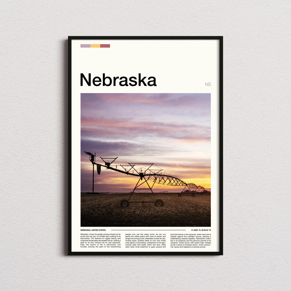 Nebraska Center Pivot Irrigation Sunset Prairie Farm Art Poster