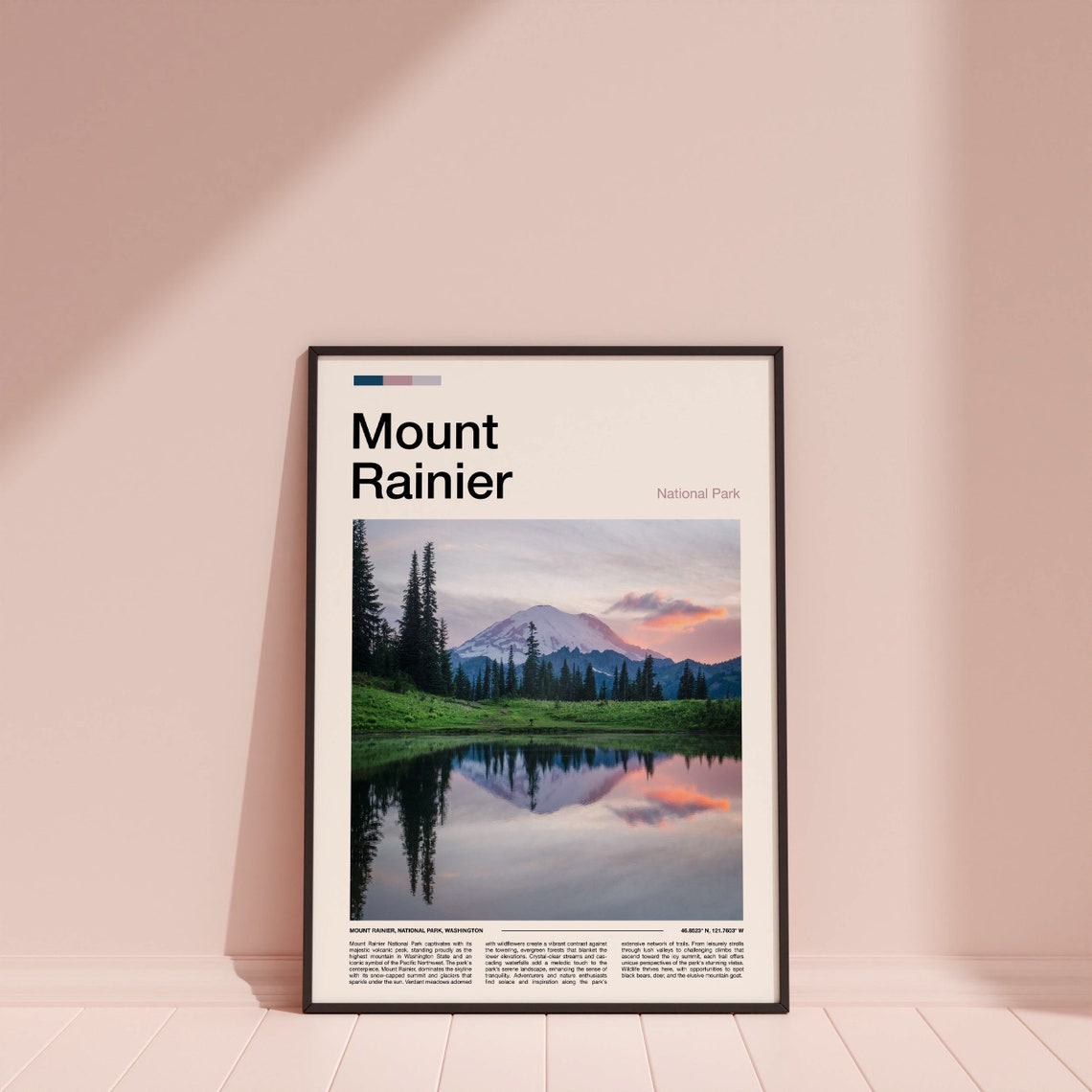 Mount Rainier Washington Alpine Meadow Lake Reflection Photo Poster - Image 4