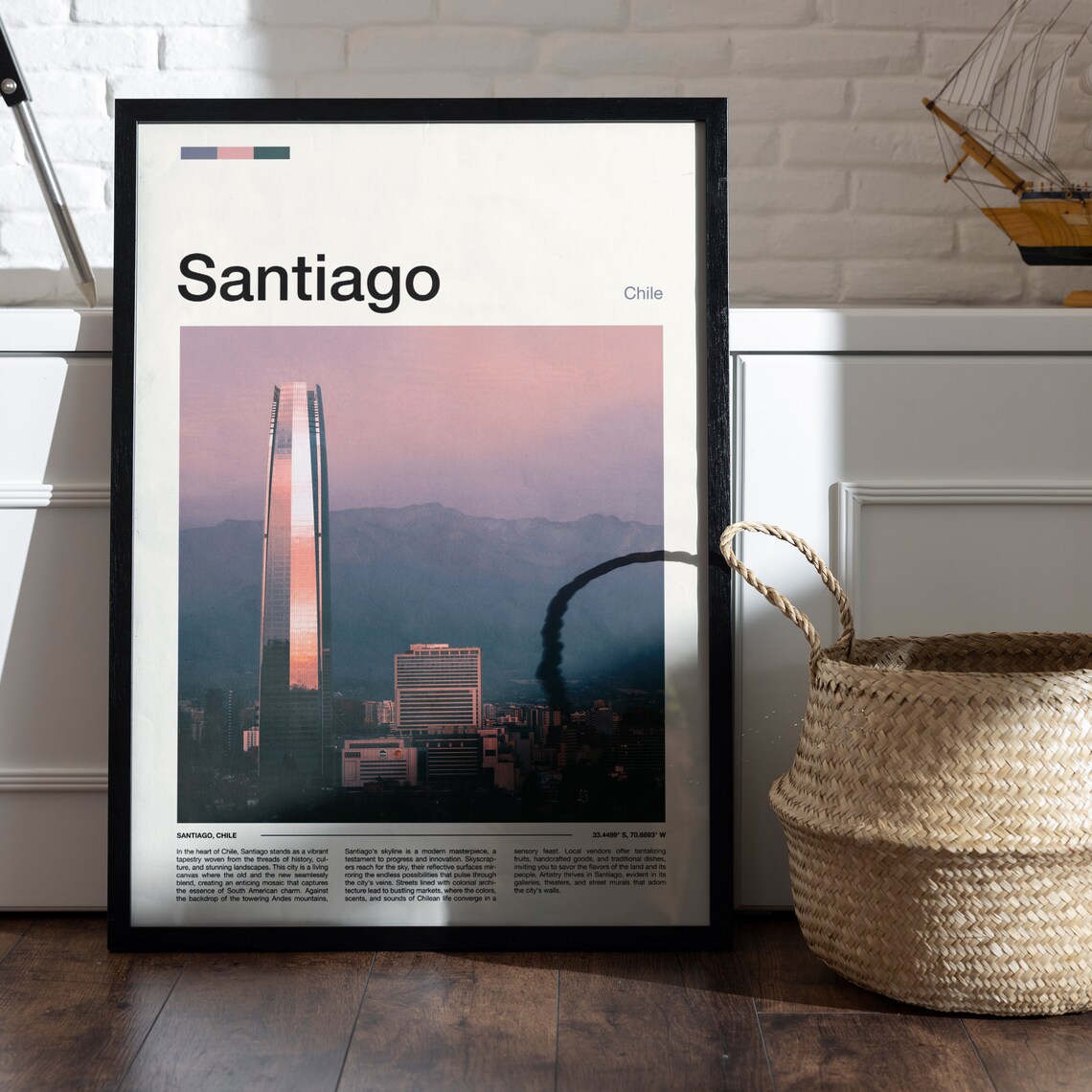Santiago Print Chile Poster Santiago Wall Art Santiago Art Print Santiago Photo Santiago Travel Gifts - Image 4