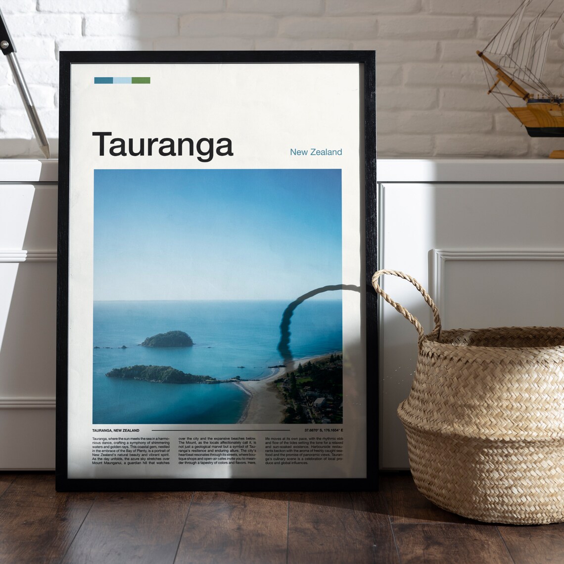 Tauranga New Zealand Island Bay Bright Blue Sky Aerial Poster - Image 5