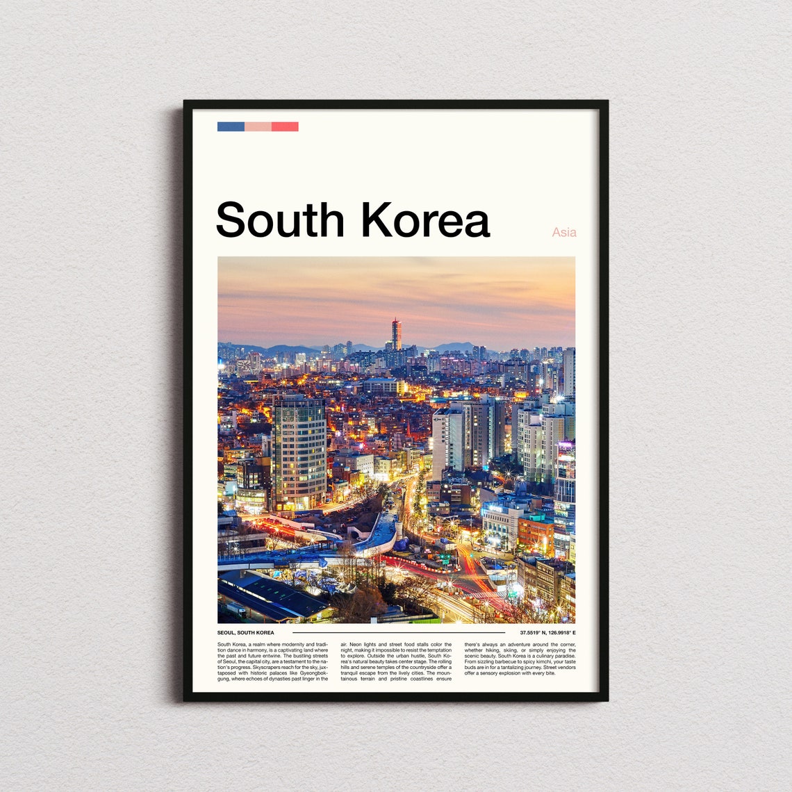 South Korea Print South Korea Poster South Korea Wall Art South Korea Art Print South Korea Photo Travel Poster Traveler Gifts