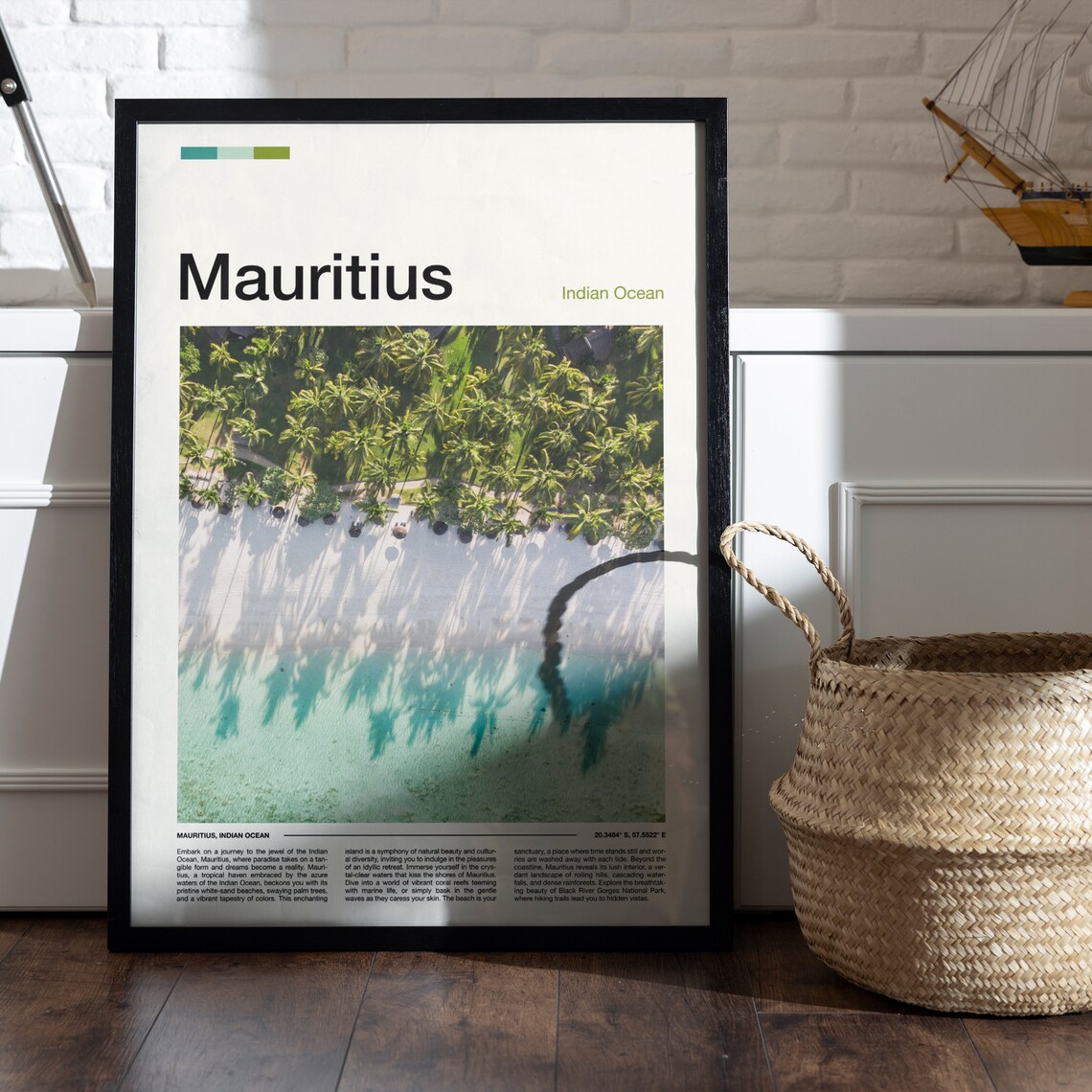 Mauritius Indian Ocean Aerial Palm Beach Turquoise Water Poster - Image 5