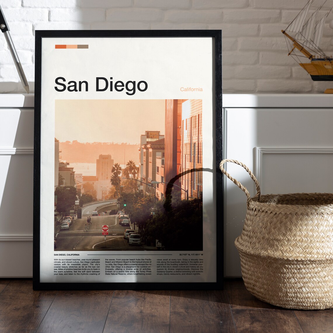 San Diego California City Street Golden Hour Travel Photo Poster - Image 5