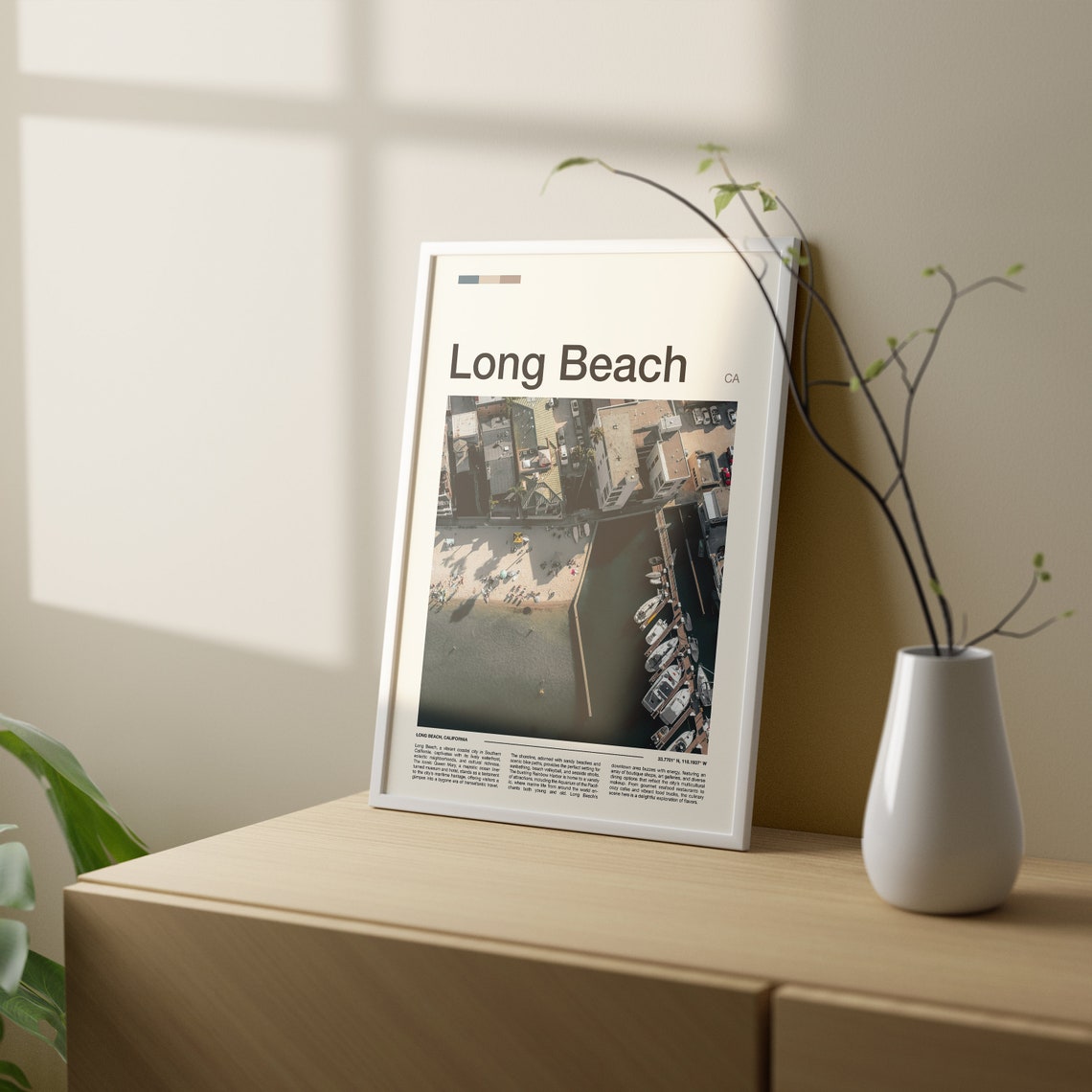 Long Beach California Aerial Beach Marina Harbor Travel Poster - Image 2