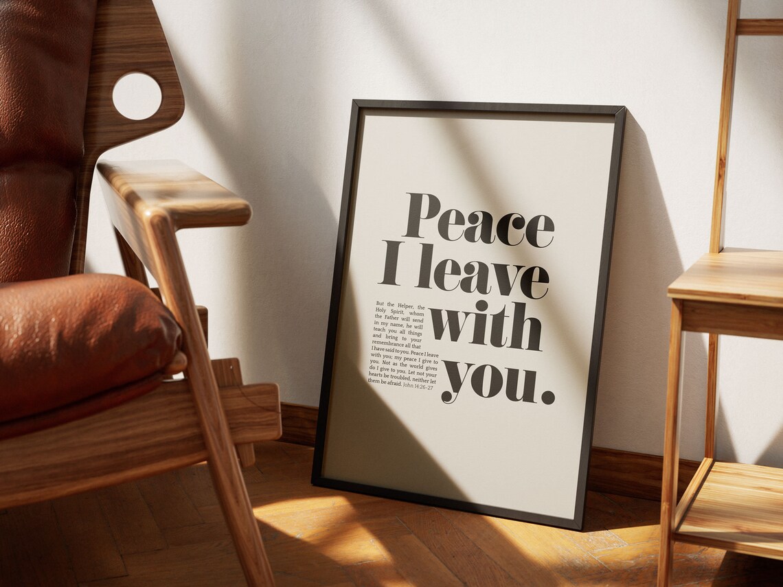 John 14:27 Peace I Leave With You Minimalist Bible Verse Typography Poster - Image 5