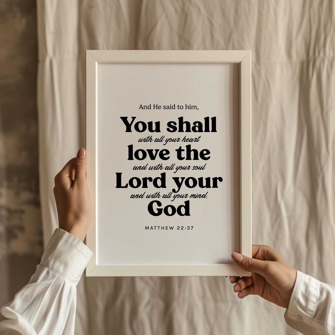 Matthew 22 37 You Shall Love The Lord Your God Bold Typography Verse Poster