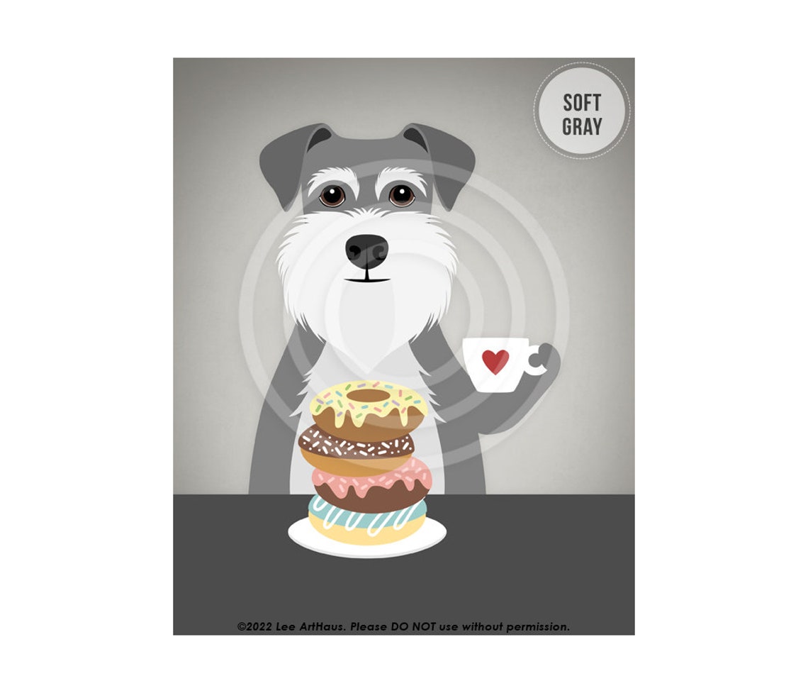 Schnauzer Dog Donut Stack Coffee Cup Funny Kitchen Wall Art Poster - Image 3