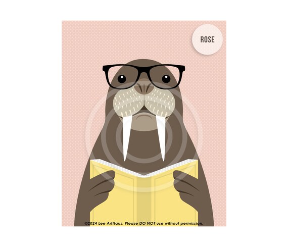 7ap Walrus Reading Book Wall Art Walrus Art Prints Funny Animal Posters Art For Classroom Book Lover Gifts Teacher Gift Ideas